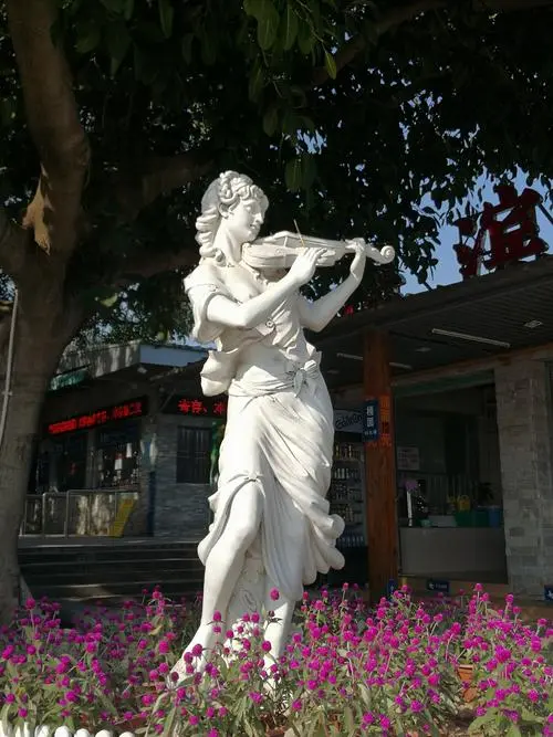 白色大理石人物雕塑 拉小提琴女神雕塑